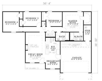Floorplan 1 for House Plan #110-00613