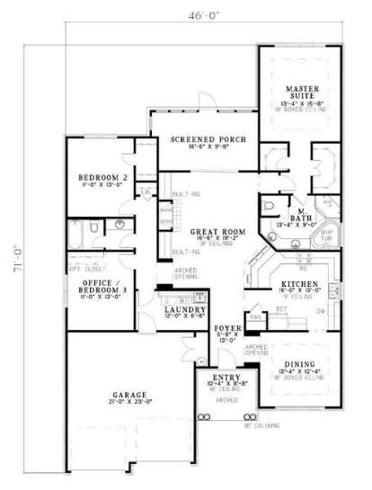 Floorplan 1 for House Plan #110-00621