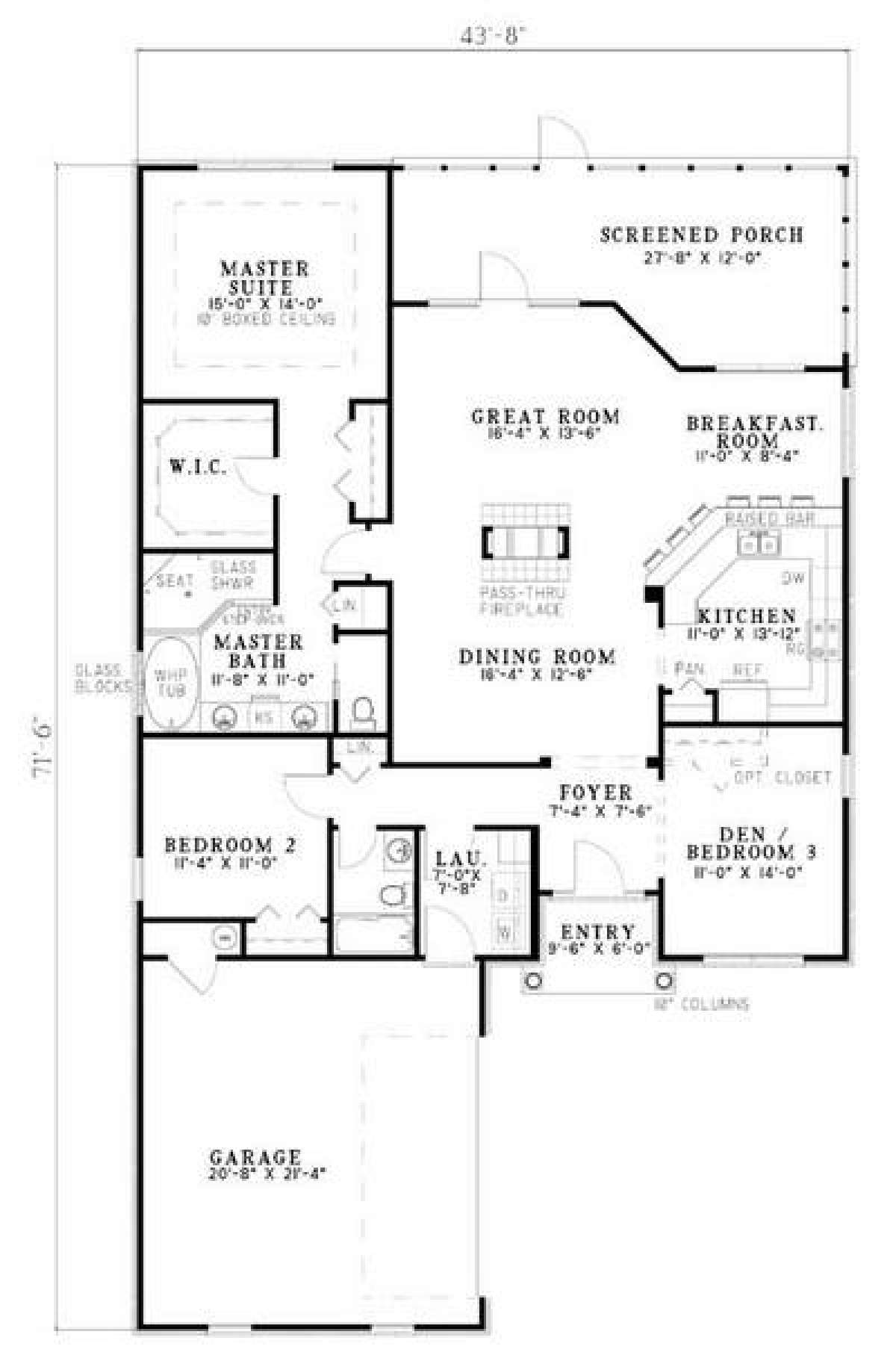 Floorplan 1 for House Plan #110-00622