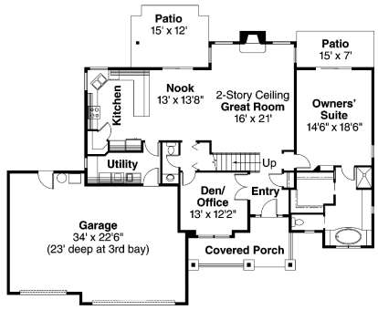 Floorplan 1 for House Plan #035-00420