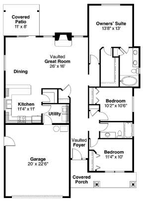 Floorplan 1 for House Plan #035-00423