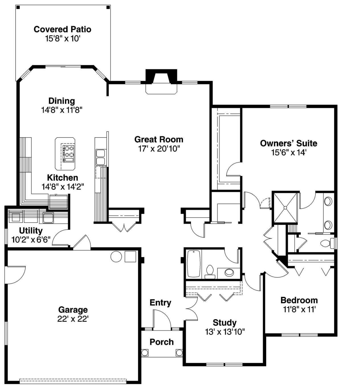 Floorplan 1 for House Plan #035-00425