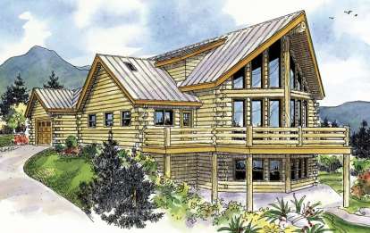 Log House Plan #035-00427 Elevation Photo