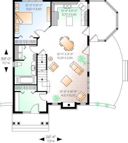 First Floor for House Plan #034-00148