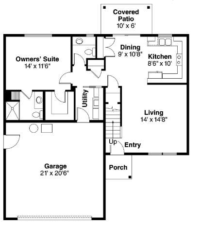 Floorplan 1 for House Plan #035-00431