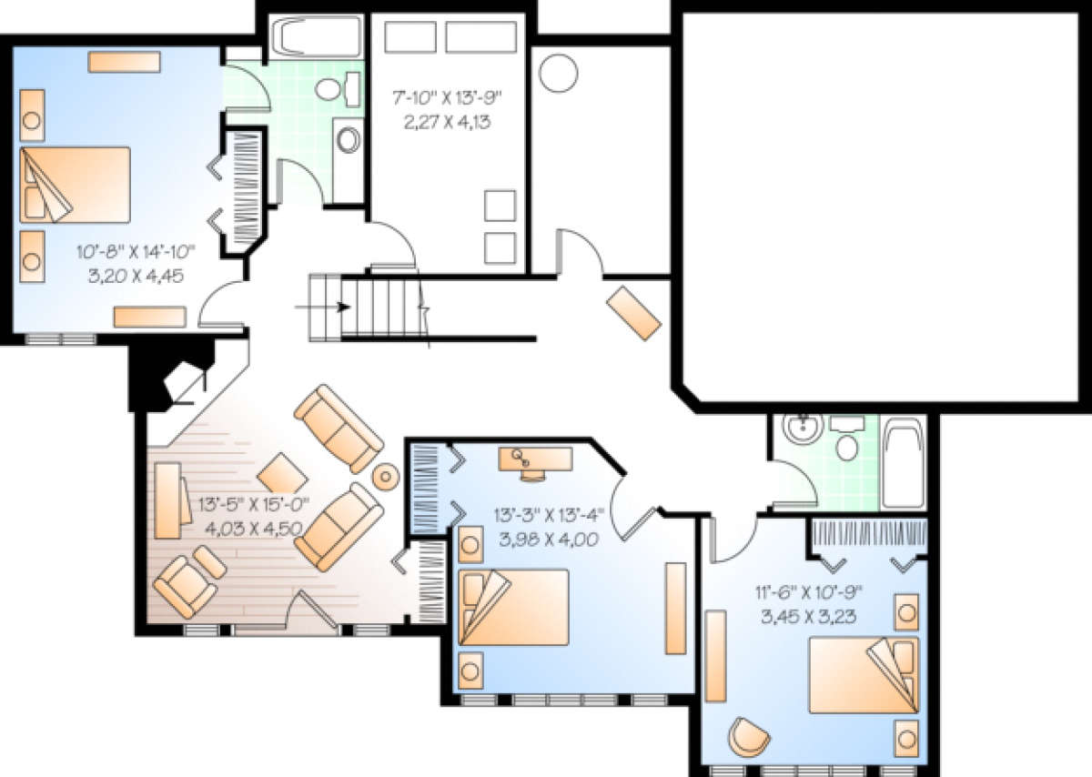 Basement Floor for House Plan #034-00149