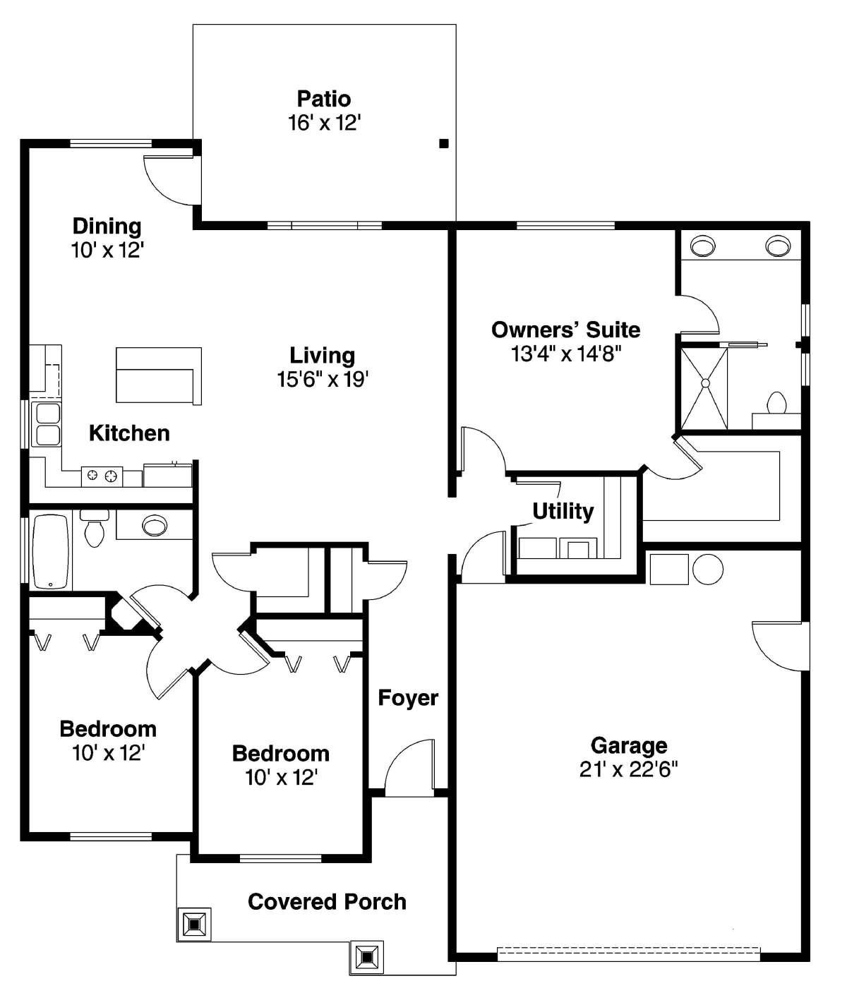 Floorplan 1 for House Plan #035-00436