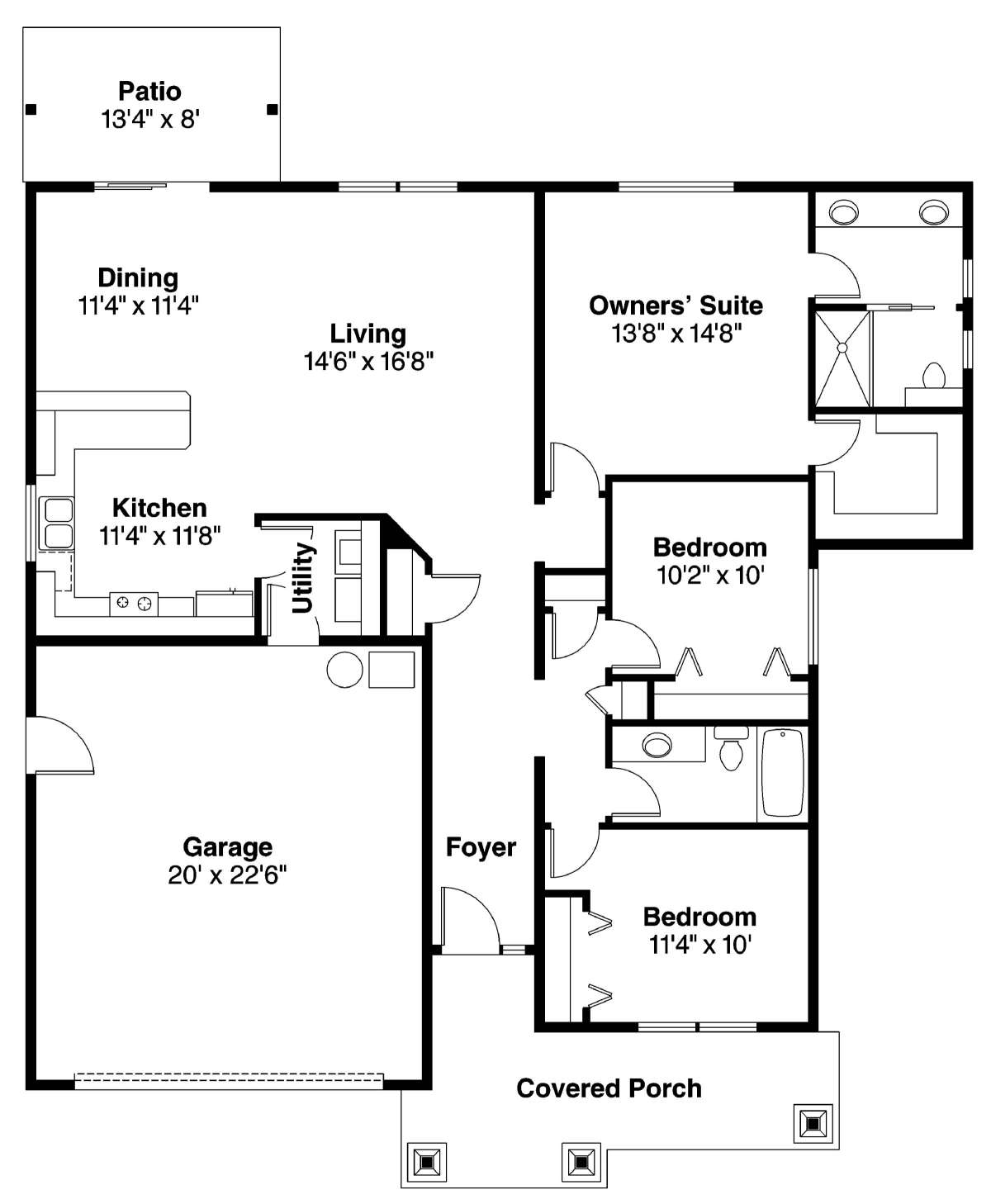 Floorplan 1 for House Plan #035-00437