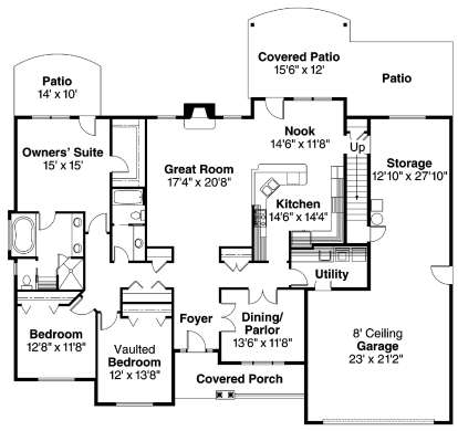 Floorplan 1 for House Plan #035-00440