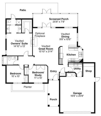 Floorplan 1 for House Plan #035-00442