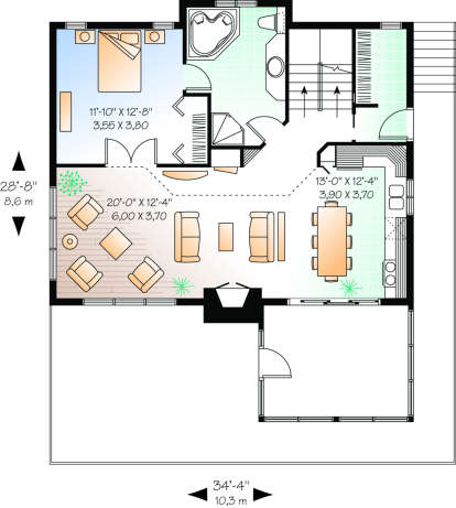 First Floor for House Plan #034-00150