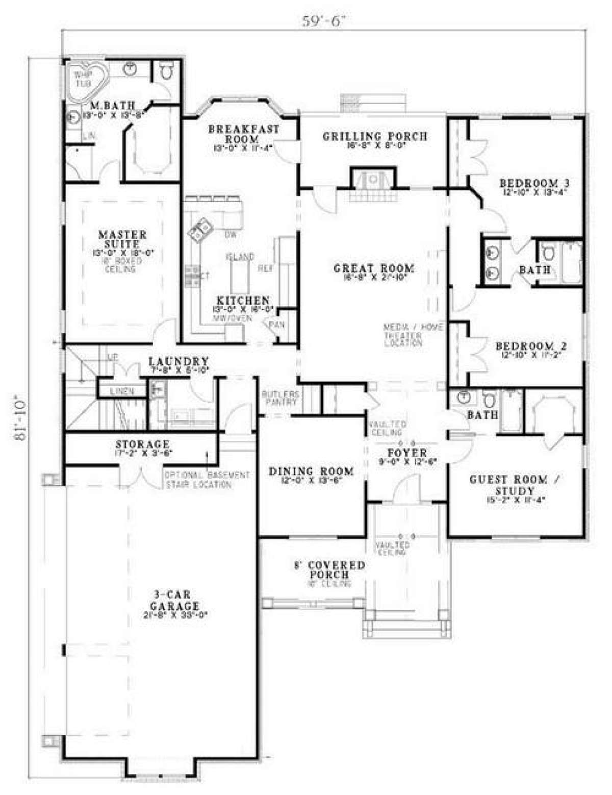 Floorplan 1 for House Plan #110-00699