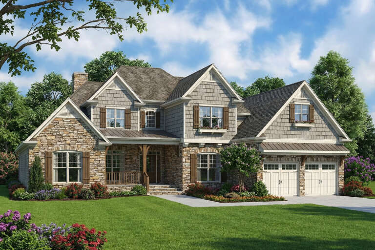 House Plan House Plan #5766 Angled Front Elevation
