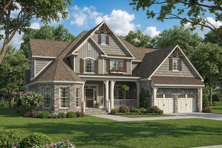 House Plan House Plan #5769 Angled Front Elevation