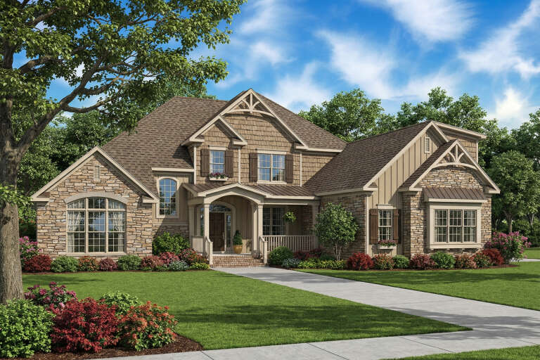 House Plan House Plan #5772 Angled Front Elevation