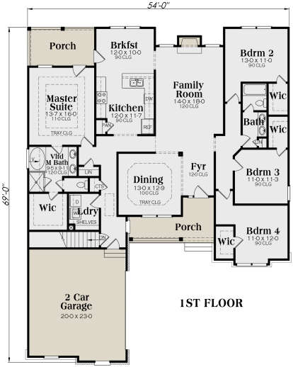 Main Floor for House Plan #009-00041