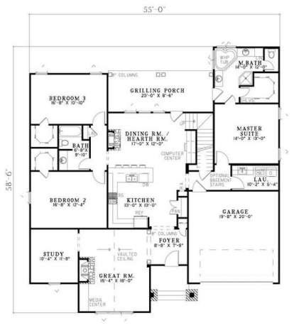 Floorplan 1 for House Plan #110-00741