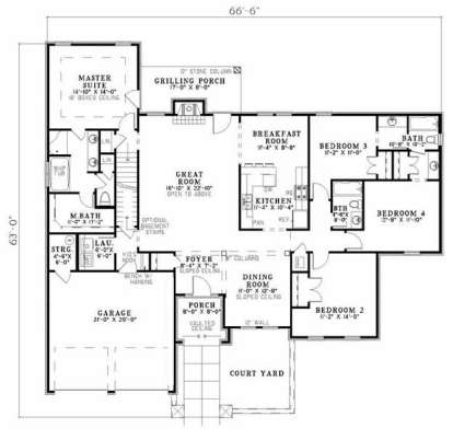 Floorplan 1 for House Plan #110-00773