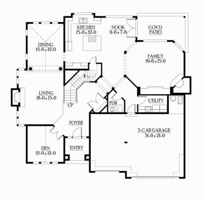 Floorplan 1 for House Plan #341-00016