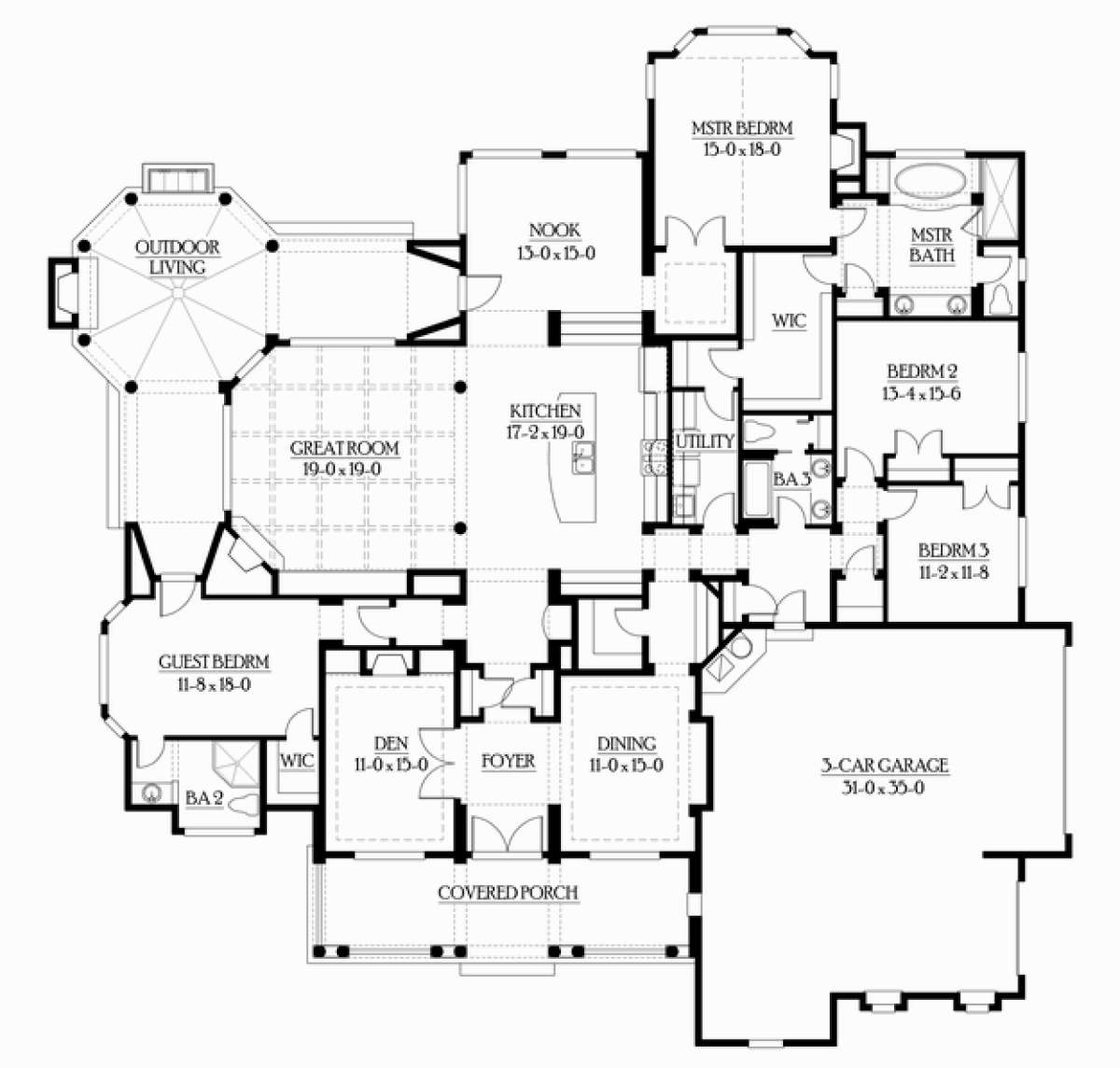 Floorplan 1 for House Plan #341-00031