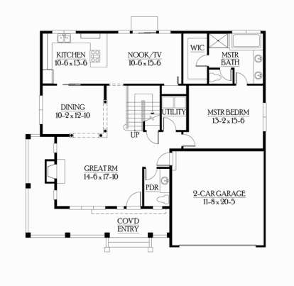 Floorplan 1 for House Plan #341-00038