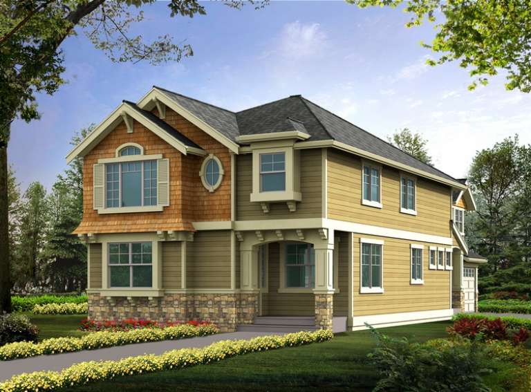 Narrow Lot House Plan #341-00097 Elevation Photo