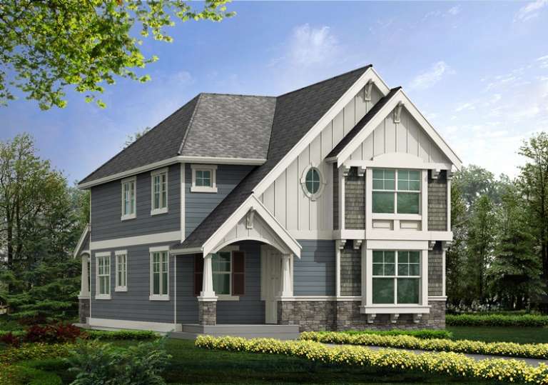 Narrow Lot House Plan #341-00098 Elevation Photo