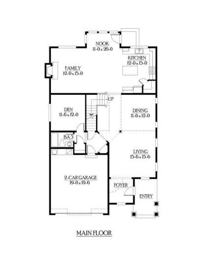Floorplan 1 for House Plan #341-00109