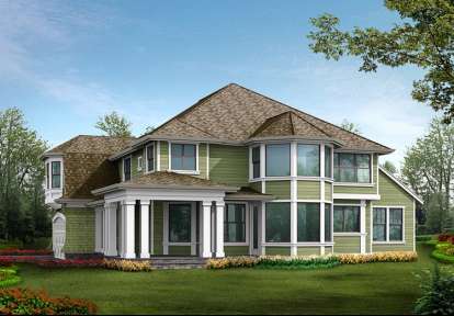 Lake Front House Plan #341-00153 Elevation Photo