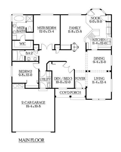 Floorplan 1 for House Plan #341-00174