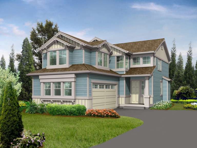 Narrow Lot House Plan #341-00196 Elevation Photo