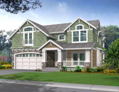 Narrow Lot House Plan #341-00214 Elevation Photo