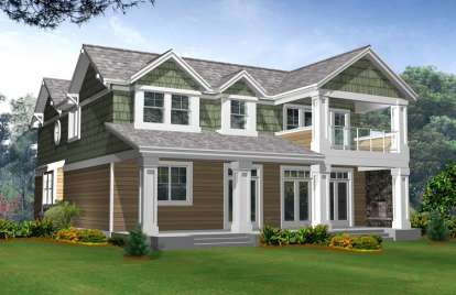 Narrow Lot House Plan #341-00214 Elevation Photo