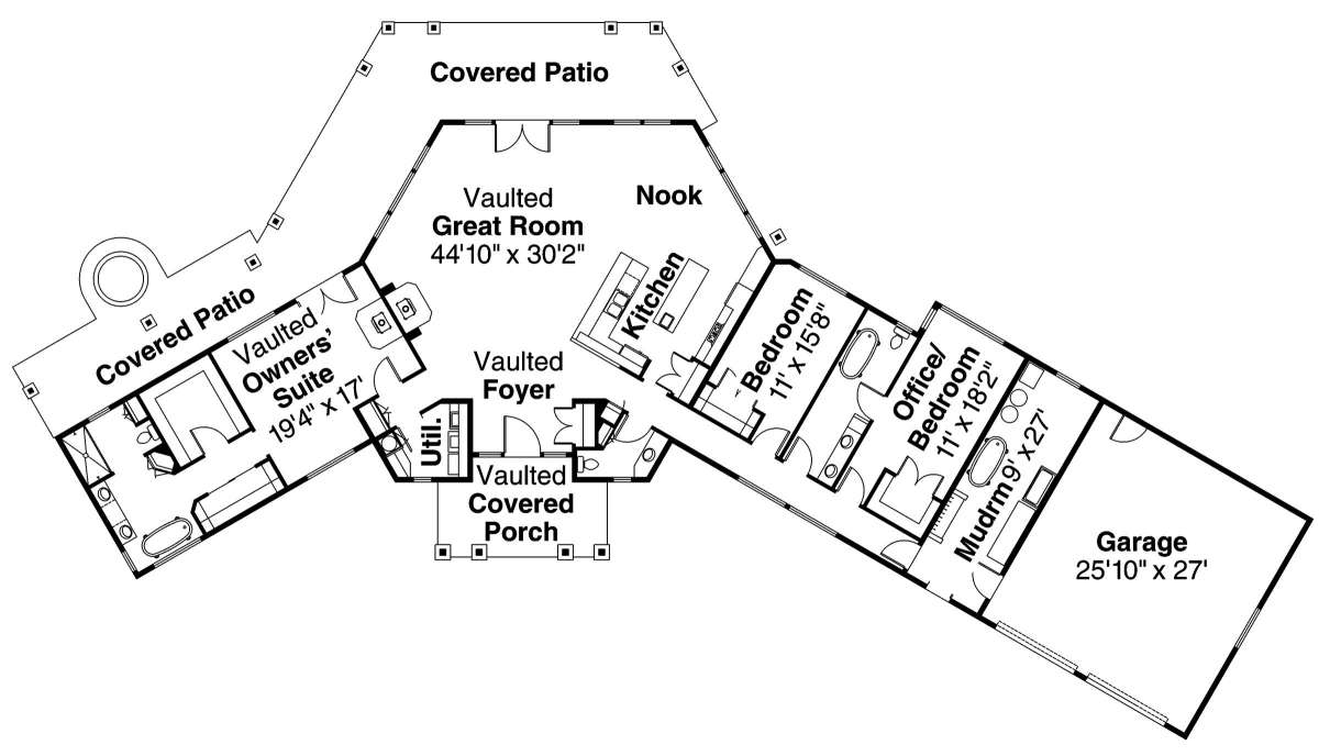 Floorplan 1 for House Plan #035-00444