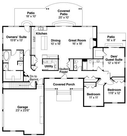Floorplan 1 for House Plan #035-00446