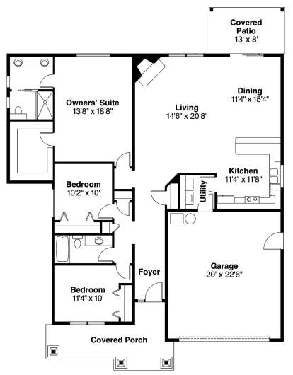 Floorplan 1 for House Plan #035-00448