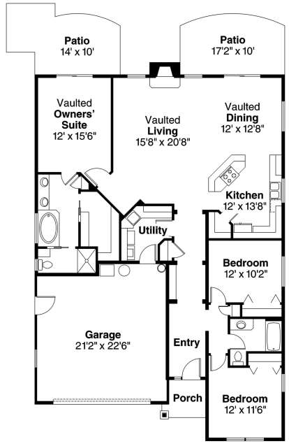Floorplan 1 for House Plan #035-00451