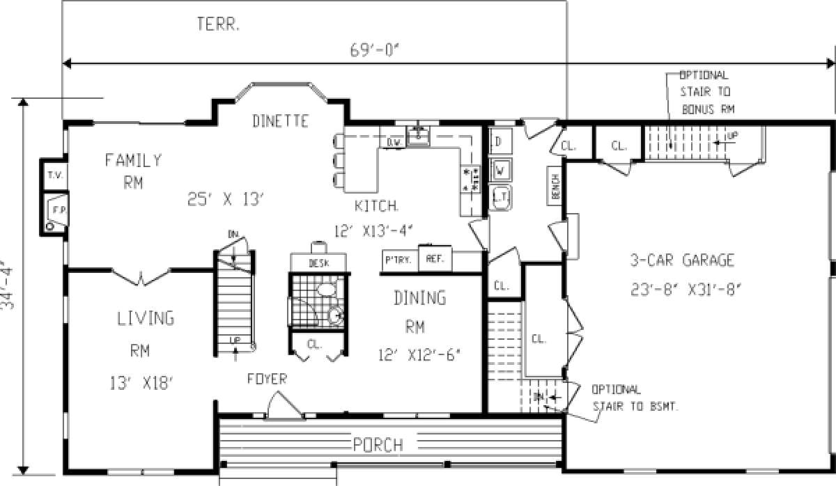 Floorplan 1 for House Plan #033-00128