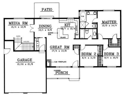 Floorplan 1 for House Plan #692-00111