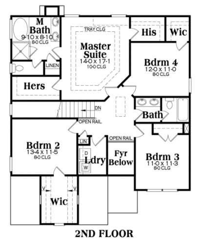 Second Floor for House Plan #009-00046