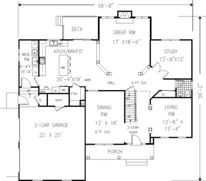 Floorplan 1 for House Plan #033-00129