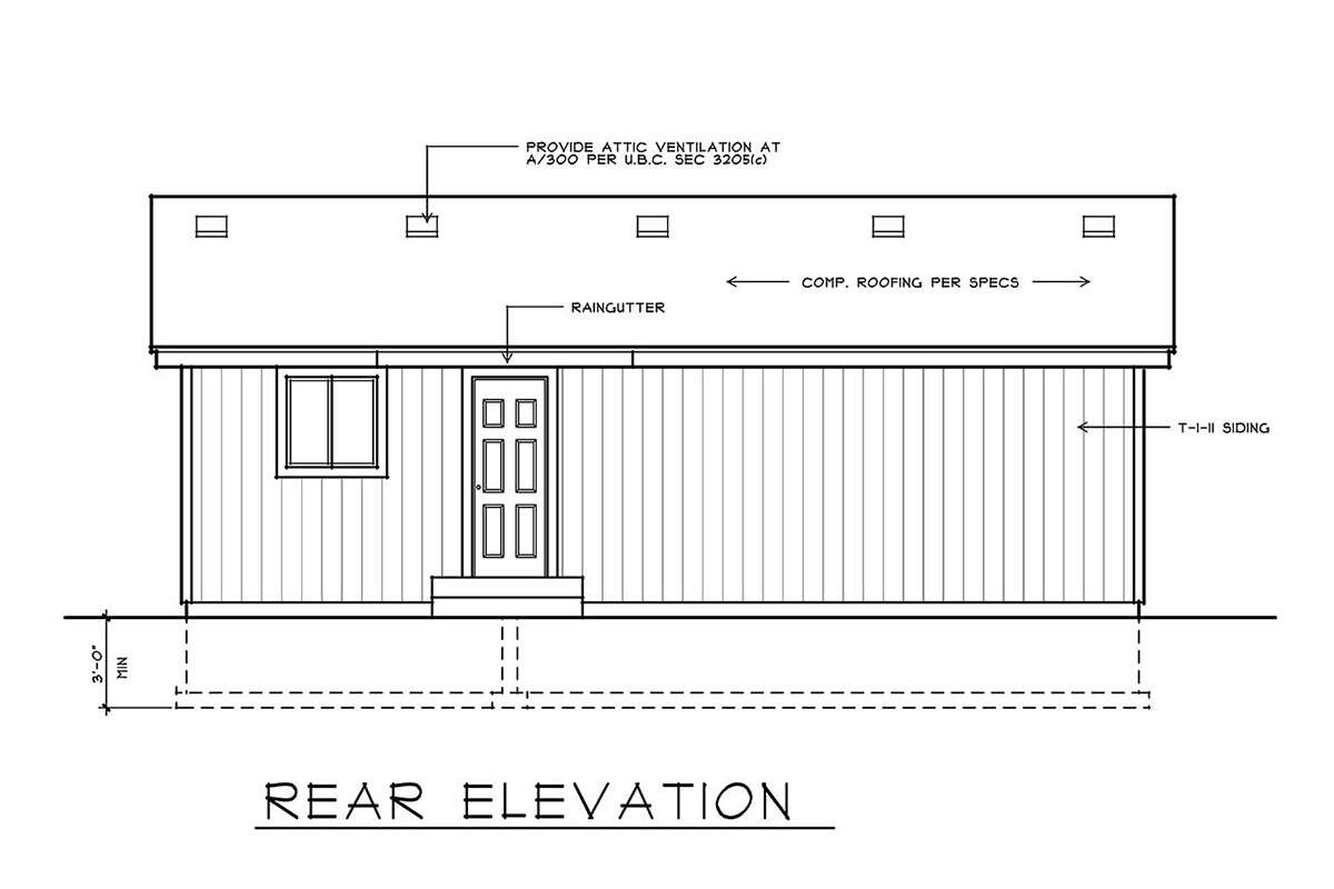 Traditional Plan: 832 Square Feet, 2 Bedrooms, 1 Bathroom - 692-00228