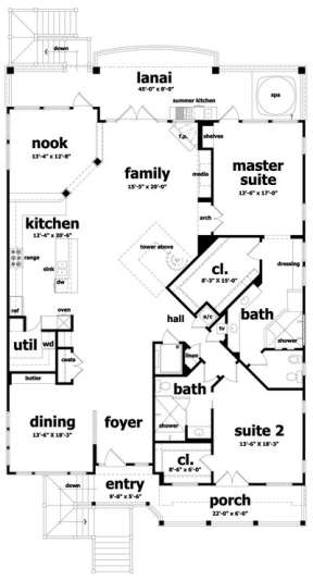 Floorplan 2 for House Plan #028-00066