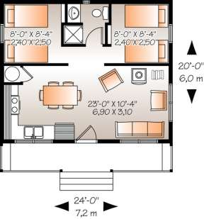 Cottage Plan 480 Square Feet 2 Bedrooms 1 Bathroom 034