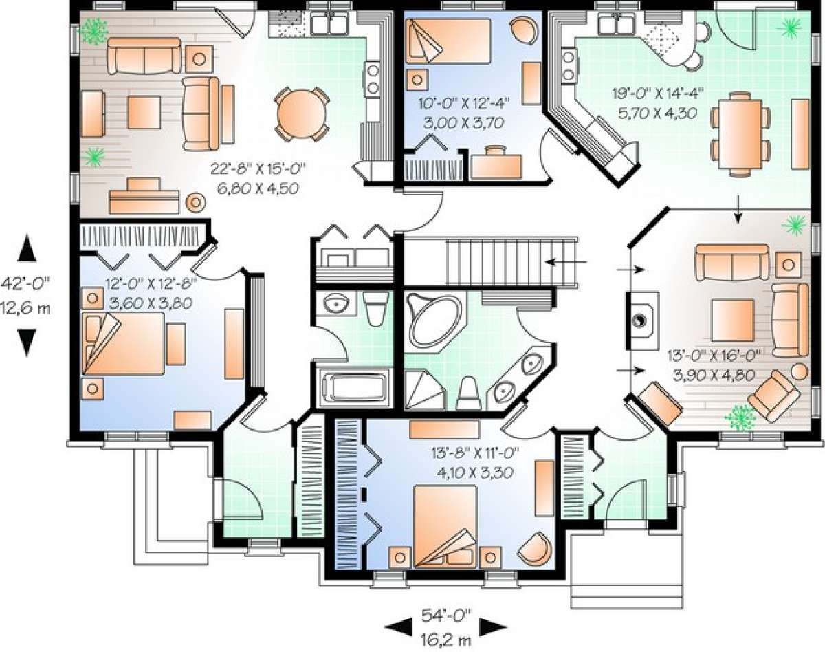 Floorplan 1 for House Plan #034-00180