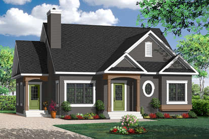 2 Bed, 1 Bath, 1359 Square Foot House Plan - #034-00186