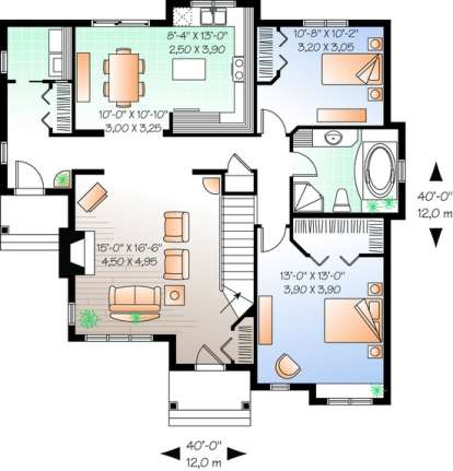 Floorplan 1 for House Plan #034-00186