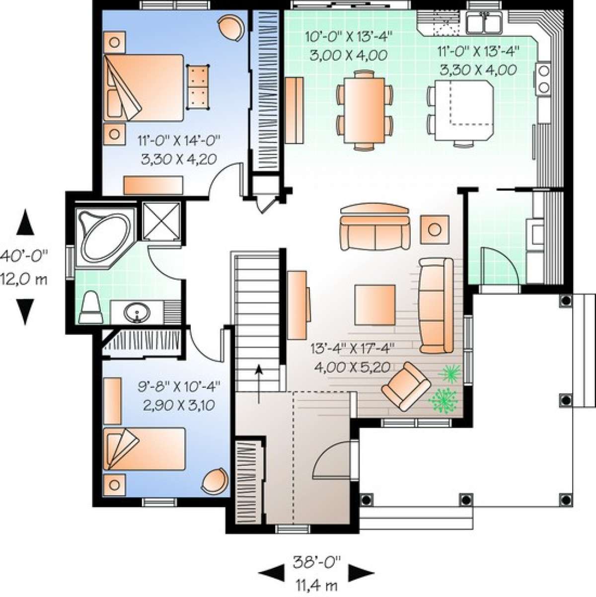 Floorplan 1 for House Plan #034-00187