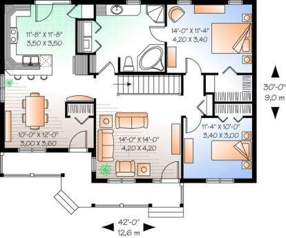 Floorplan 1 for House Plan #034-00188