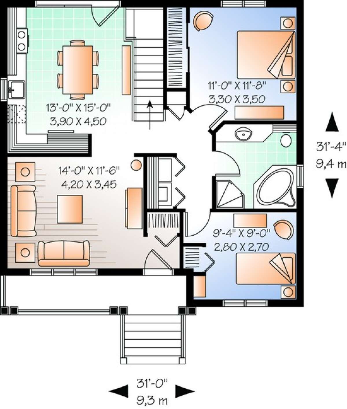 Floorplan 1 for House Plan #034-00191